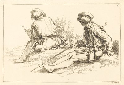 Sittande herdepojkar av François Boucher after Abraham Bloemaert