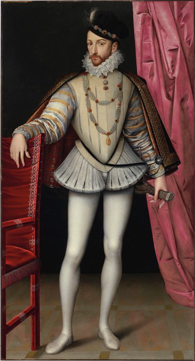 Porträtt av kung Karl IX av Frankrike 1550-1574, ca. 1570. av François Clouet