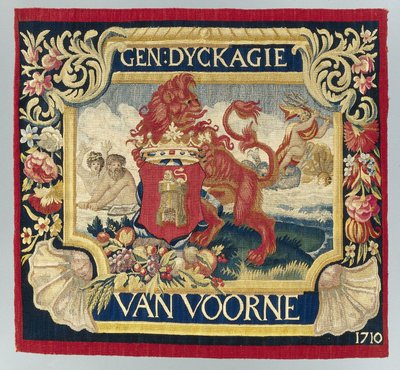 Kuddlakan med en symbolisk representation och Voornes vapen av François Coppens (attributed to)