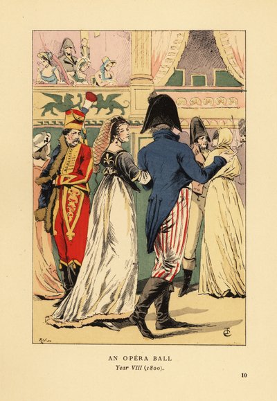 Fashionabla gäster på en maskeradbal av François Courboin