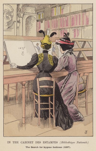 I Cabinet des Estampes, Bibliotheque Nationale, sökandet efter svunna mode, 1897 av François Courboin