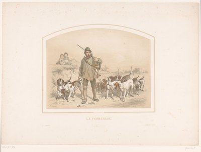 Jägare med tio jakthundar La promenade (titel på objekt) av François Grenier