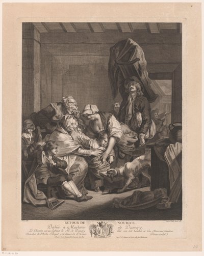 Min tar med ett barn tillbaka till sin familj Returnera Nourice (titel på objekt) av François Hubert