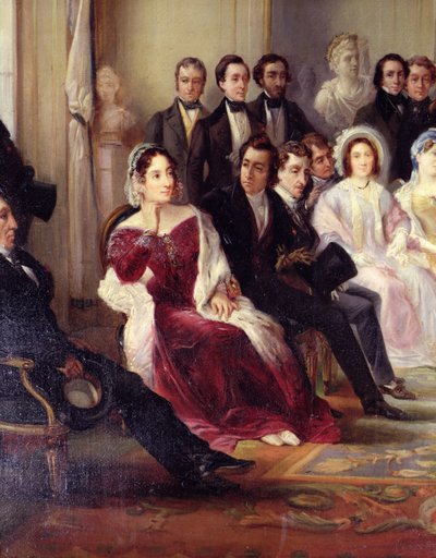 Francois Andrieux (1759-1833) Läser sin tragedi Junius Brutus i foajén till Comedie Francaise, 26 maj 1828, 1847 (detalj av 216914) av François Joseph Heim