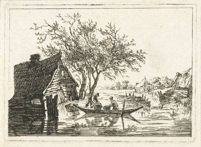 Flodlandskap med gård av François Joseph Pfeiffer (II)