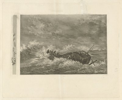 Stormigt hav med sjunkande skepp av François Joseph Pfeiffer (II)