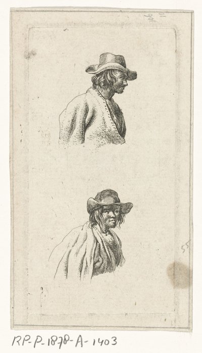 Två mansbyster, med hatt av François Joseph Pfeiffer (II)