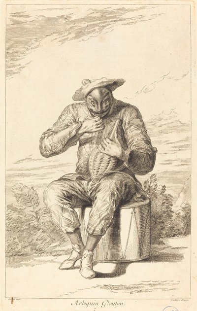 Harlequin frossare av François Joullain after Claude Gillot