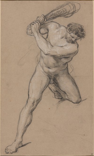 Hercules Raising his Club: Studie för "Hercules and Cacus" av François Le Moyne