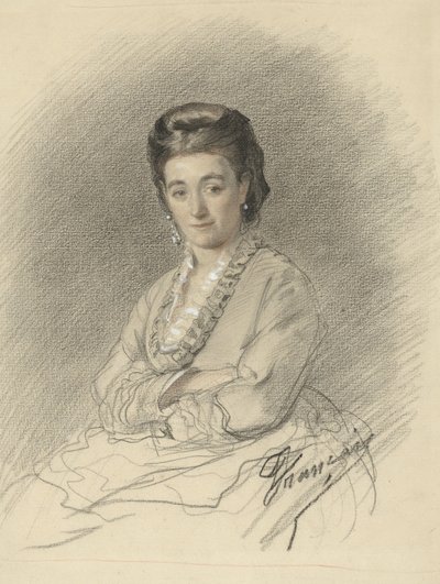 Sittande dam med armarna i kors av François Louis Français (signed by artist)
