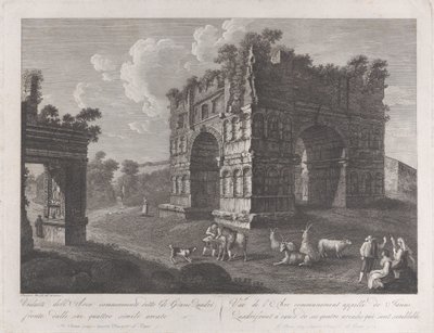 Utsikt över Janusbågen, med herdar och getter i förgrunden, 1795-1800., 1795-1800. av François Morel