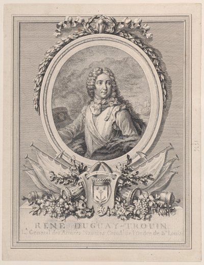 Porträtt av René Duguay-Trouin, generallöjtnant för kungens sjöarméer, 1..., 1765-1807. av François Nicolas Barthélemy Dequevauviller