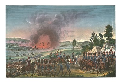 Fransmännens reträtt efter slaget vid Leipzig, 19 oktober 1813, c1850 av François Pigeot