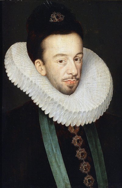 Porträtt av Henrik III av Frankrike, kung av Polen och storhertig av Litauen par Quesnel, Francois (1543-1619). Olja på trä, storlek: 37x25,5 av François Quesnel