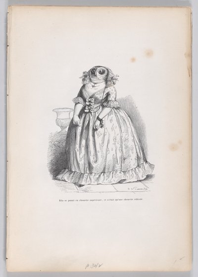 Hon utgav sig som en överlägsen uggla, och var bara en löjlig uggla från Scener från..., ca. 1837-47. av François Rouget