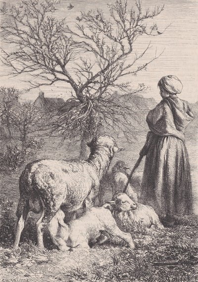 En herdinna, ca. 1852. av François Rouget