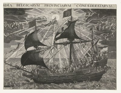 Statens skepp, 1620 Allegori om landets lyckliga tillstånd efter synoden i Dordrecht Idé Belgicarum Provinciarum Confaederatarum (titel på objekt) av François Schillemans