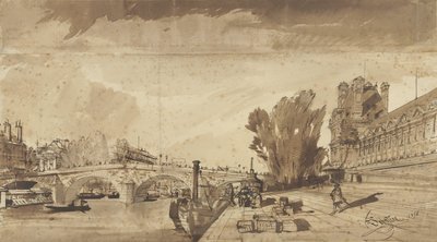 Seinen och Pont Royal; till höger Pavillon de Flore och en flygel av Louvren av François Victor Sabatier