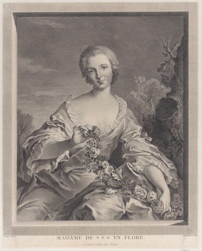 Porträtt av Louise Henriette de Bourbon Conti som Flora, 1766-1805. av François Voyez