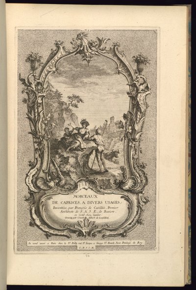 Design för Cartouche med stora och små fack av François de Cuvilliés the Elder