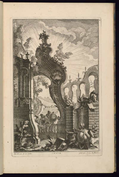 Design för fontän med spaljébågar av François de Cuvilliés the Elder