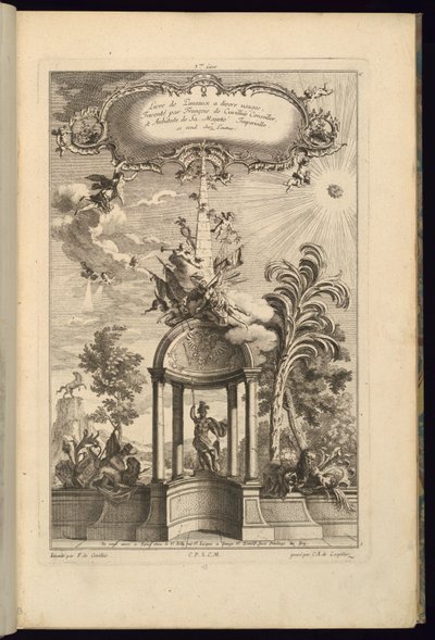 Design för paneler med Tempietto med Minerva, krönt av en Obelisk och Victory av François de Cuvilliés the Elder