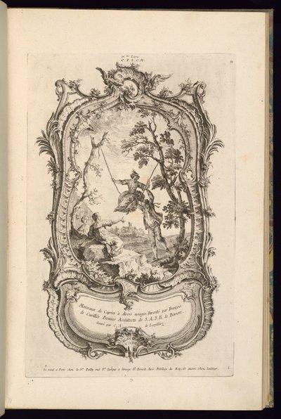 Design för en kartusch med stora och små fack av François de Cuvilliés the Elder