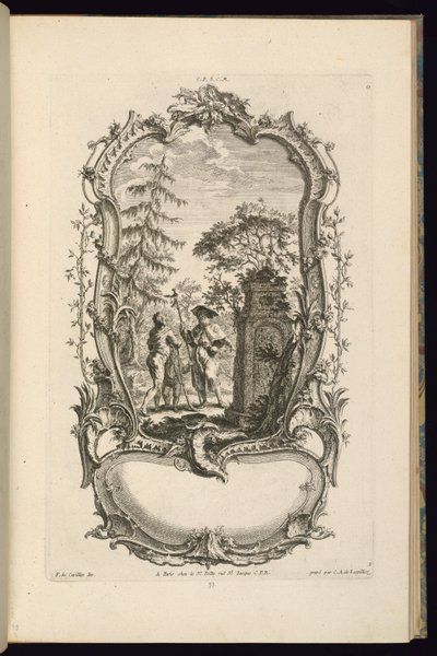 Design för en kartusch med stora och små fack av François de Cuvilliés the Elder