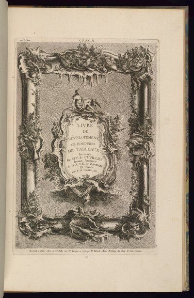 Design för en ram och en kartusch av François de Cuvilliés the Elder