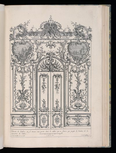 Vägg med dubbeldörr, Livre de Lambris (Book of Wainscoting) av François de Cuvilliés the Elder