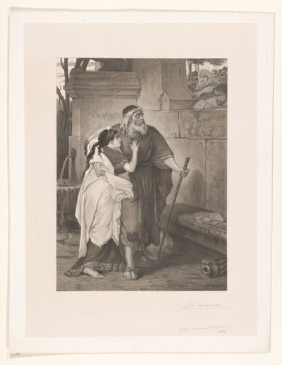 Blind Oidipus ledd av Antigone av François de Meersman (signed by artist)