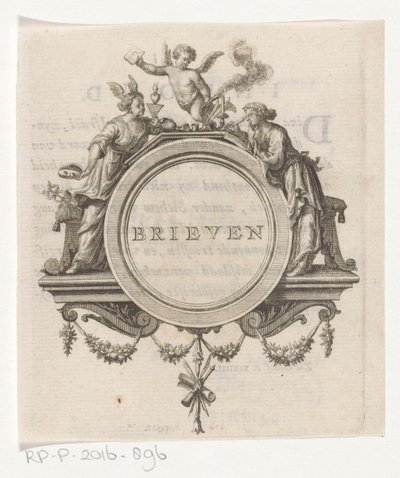 Allegorisk gestalt och skrivande kvinna Bokstäver (titel på objekt) av François van Bleyswijck