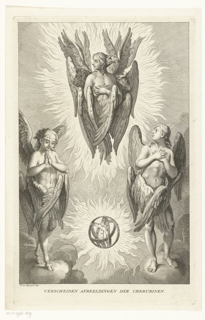 Tre serafer i olika skepnader Flera bilder av Cherubines (titel på objekt) av François van Bleyswijck