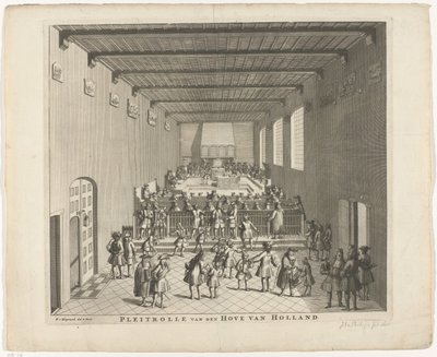 Domstol i Holland i session, ca 1700 Pleitrolle van den Hove av Holland (titel på objekt) av François van Bleyswijck