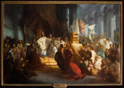 Sockenkyrka (Vår Fru församlingskyrka). Interiör. målning. F Verhas. av Frans (after) Verhas