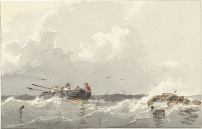 Roddbåt till havs av Frans Arnold Breuhaus de Groot