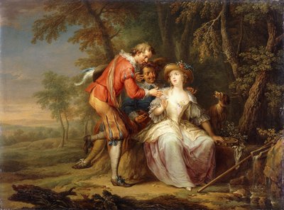Amorösa allegoriska scener i skogslandskap, av Frans Christoph Janneck