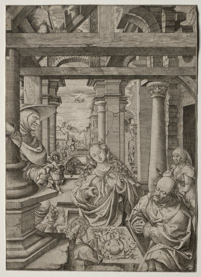 Tillbedjan av herden, ca. 1522-1525. av Frans Crabbe van Esplegem