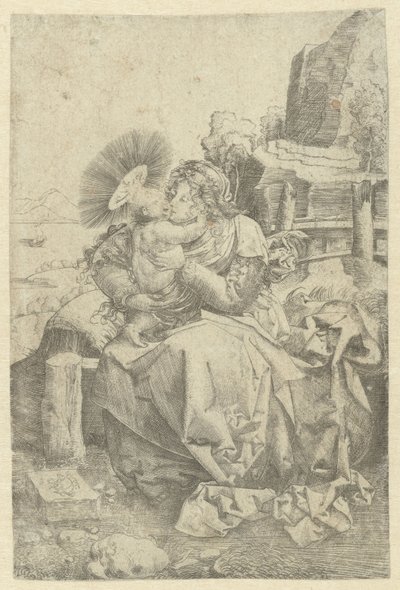 Madonna och barn i ett landskap av Frans Crabbe van Espleghem