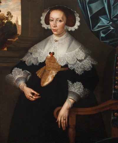 Porträtt av Florence-Marguerite de Renesse-Warfusée, grevinnan av Grimbergen, 1641 (par 3114329) av Frans Denys