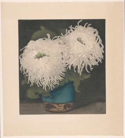 Två krysantemum av Frans Everbag (signed by artist)