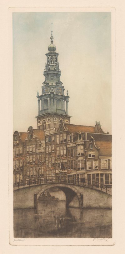 Södra kyrkan i Amsterdam av Frans Everbag (signed by artist)