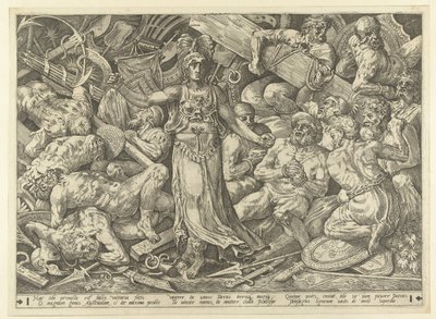 Victoria omgiven av fångar och troféer av Frans Floris (I)
