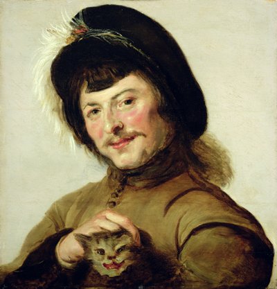 A Young Man with a Cat, 1635  av Frans Follower of Hals