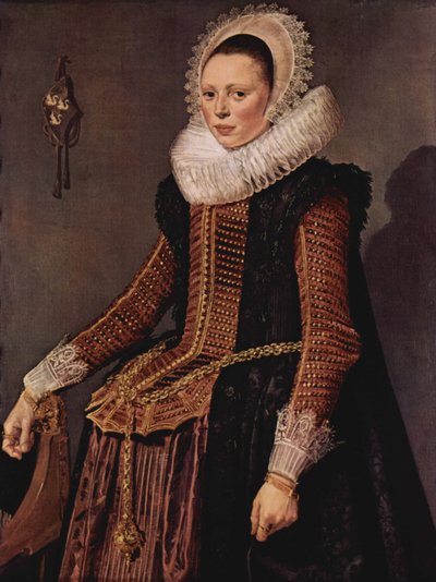 Holländska: Porträtt av en kvinna Porträtt av en kvinna stående av Frans Hals