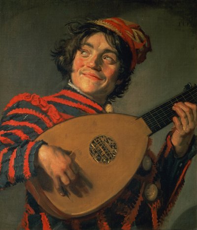 Porträtt av en narr med lut av Frans Hals