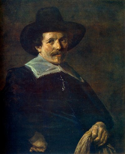 Porträtt av en man som håller handskar, c1645, 1912. av Frans Hals