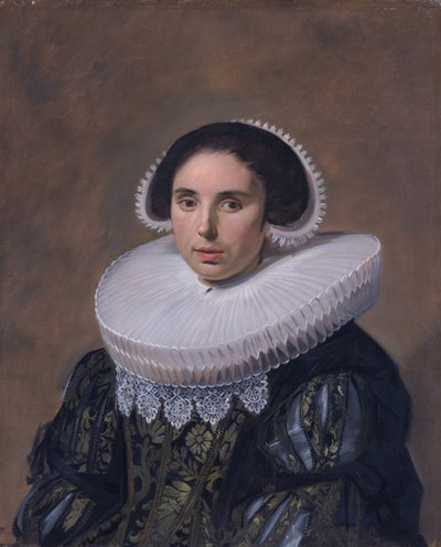 Porträtt av en kvinna, möjligen Nicolaes Hasselaer (Q15429895) (1594-1667). Nicolaes Hasselaers andra hustru. av Frans Hals