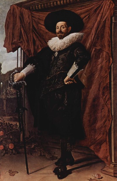 Willem van Heythuysen poserar med ett svärd av Frans Hals
