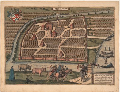 Karta över Moskva på 1500-talet Från: Civitates orbis terrarium, 1575 av Frans Hogenberg